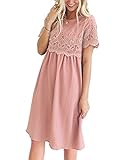 Lookbook Store Women Lace Crochet Back Keyhole A Line Short Casual Babydoll Dress