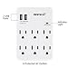 6 Outlet Extender Surge Protector Wall Mount Adapter with Dual 2.4A USB Charging Ports,Oviitech Multi Plug Outlets,6 AC Socket Outlet Splitter,900 Joules Surge Suppression,White, ETL Certified（2 Pack）