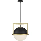Savoy House 7-4600-1-143 Carlysle Modern Vintage Industrial White Opal Glass Pendant, 1-Light 60 Watt, 17" H x 15" W, Matte B