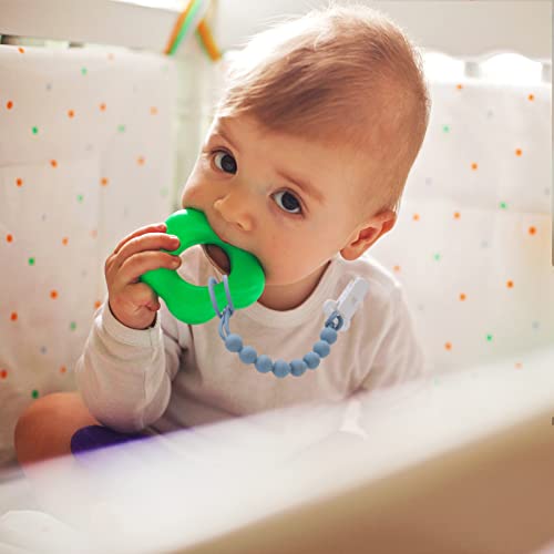 4Pack Silicone Pacifier Clips with OnePiece Beads for Baby Boys and