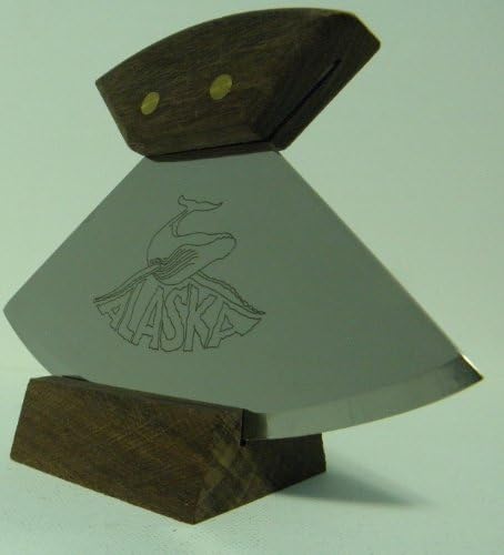 Alaskan Made Ulu with Walnut Handle and Whale Etched 6 Inch Blade