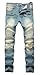 NITAGUT Men's Ripped Slim Straight fit Biker Jeans with Zipper Deco (38Wx32L, Vintage Denim)