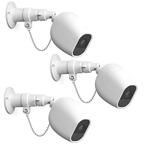 HOLACA Security Outdoor Mount for Arlo pro Arlo pro 2 with Anti-Theft Chain,Silicone Protective Case-Extra Protection for Your Arlo Wireless Home Security Camera (3 Pack, White)