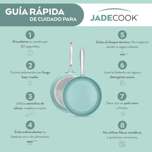 JadeCook Bateria de Cocina Jade Smart de 10 Piezas Recubrimiento Antiadherente con Mango Removible Sarten 20 cm Cacerola 20 cm Wok 24 cm Libre de Toxicos Set de Ollas para Cocina