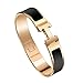 Best H Buckle Bangle Bracelets for Womens Stainless Steel Enamel Bracelet 12MM (Gold+Black)