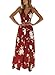 FFLMYUHUL I U Women's Strap Floral Print Lace Up Backless Deep V Neck Sexy Split Beach Maxi Dress