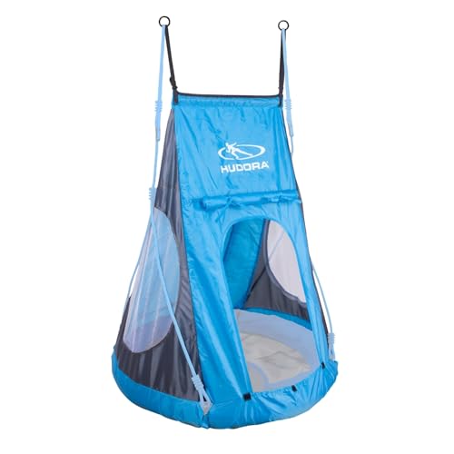 HUDORA Cosy Castle Tent Cover - Blue/Lemon Polyester Swing Tent for Indoor & Outdoor Use - Canopy for Children & Adults
