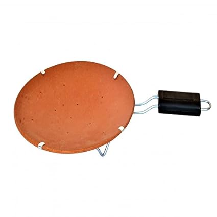 Ekam Art Terracotta Cookware Tawas Kitchen Accessories, 8-inch(Brown)