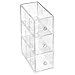 mDesign Plastic Kitchen Pantry, Cabinet, Countertop Organizer Storage Station with 3 Drawers for Coffee, Tea, Sugar Packets, Sweeteners, Creamers, Drink Pods, Packets - 3 Sections - Clear
