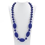 Consider It Maid Silicone Teething Necklace for Mom to Wear - FREE E-BOOK - BPA FREE and FDA Approved - One Love (Navy)