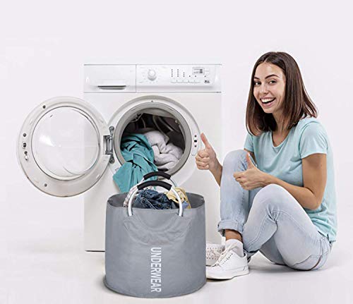 Clorso X-Large Laundry Basket Bundle with Small Bag for Delicates, Collapsible Fabric Laundry Hamper, Foldable Clothes Bag, Folding Washing Bin (Gray)