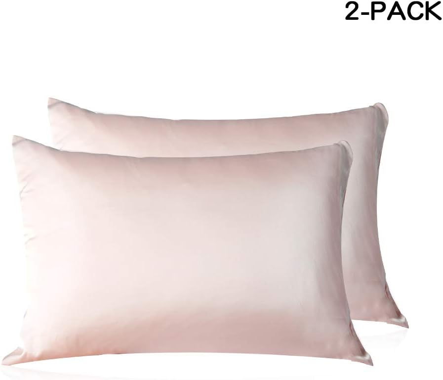 Silk Pillowcase for Hair and Skin 2 Pack Gift Set 23 Momme 600 Thread Count 100% Natural Mulberry Silk on Both Sides with Hidden Zipper（King Size）
