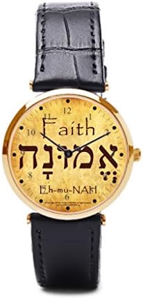 Alisoon Faith Hebrew Leather Watch Mens Leather Band Watches Hebrew For Christians Biblical Name Wrist Watch For Men