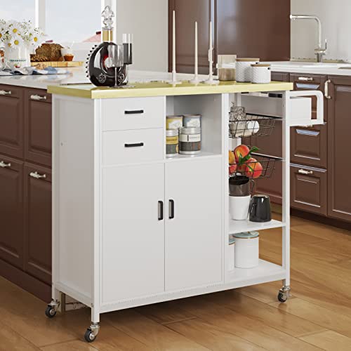 Hasuit Kitchen Island Cart on Wheels, Rolling Kitchen Island with