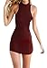 Bigyonger Women's Summer Halter Sleeveless Backless Sexy Mini Bandage Dress,Wine Red,Small