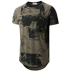 KLIEGOU Mens Hipster Hip Hop Ripped Round Hemline