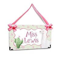 Kasefazem Teacher Gift For Classroom Decor, Llama Cactus & Polka Dots Theme Green and Pink Accents