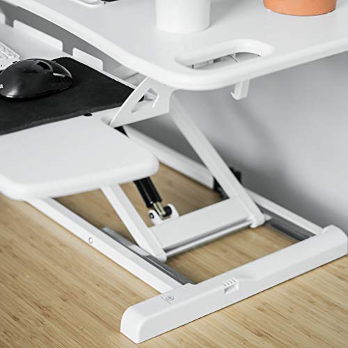 Standing Desk Converter Computer Table: Stand Up Desk Riser - Sit Stand Desk - 37" Wide Dual Monitor Desktop for Standing Desks - Height Adjustable Desk Workstation Converts to a Standup Desk - White
