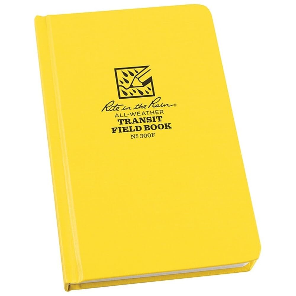 Rite in the Rain Weatherproof Hard Cover Notebook, 4.75" x 7.5", Yellow Cover, Transit Pattern (No. 300F)