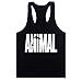 WAYLONGPLUS Mens Animal Letter Print Fitness Gym Stringer Tank Tops for Bodybuilding Muscle Workout (Black,XL)