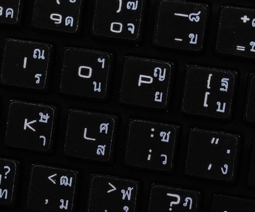 THAI APPLE KEYBOARD LABELS LAYOUT WITH BLUE, ORANGE, RED OR WHITE LETTERING ON TRANSPARENT BACKGROUND FOR DESKTOP, LAPTOP AND NOTEBOOK (White)