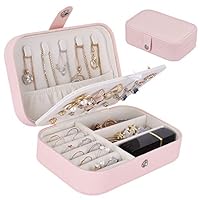 homchen Travel Jewelry Organiser Cases, Jewelry Storage Bags for Necklace, Earrings, Rings, Bracelet (Box-Pink)