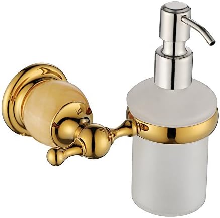 YKT Brass Hand Washing Liquid Bottle and Holder Sink Soap Dispenser Wall Mounted Modern Bathroom Accessory Gold Finish