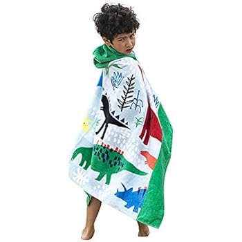 InsHere Kids Dinosaurs Hooded Bath Towel for Toddlers Under Age 6, 100% Organic Cotton, 50