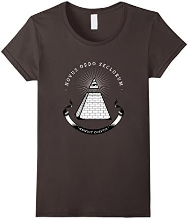 Womens illuminati all seeing eye pyramid symbol humor T-Shirt XL Asphalt