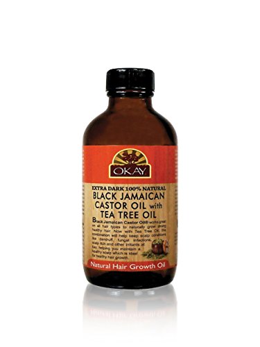 Okay Extra Dark Black Jamaican Castor Oil with Tea Tree Oil, 4 oz.