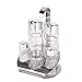 YOULANDA Olive Oil and Vinegar Dispensers Bottle Set-Includes Glass Cruet Set and Small Salt and Pepper Shakers with Caddy Stand, Set of 5