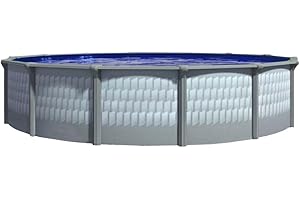 Lake Effect Pools 'Testudo' 24 ft Round Above Ground Swimming Pool | 52 Inch Resin Protected Steel Sided Walls | Bundle Includes: 25 Gauge Overlap Liner & Widemouth Skimmer