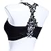 Sunward Fashion Women Lace Padded Bra Bustier Strap Crop Tank Top Bralette (Black Laced)