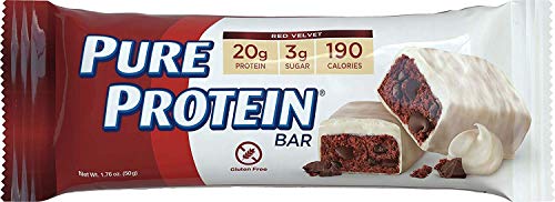 Pure Protein Bars, High Protein, Nutritious Snacks to Support Energy, Low Sugar, Gluten Free, Red Velvet, 1.76oz, 12 Pack