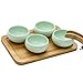 June Fox 8 Pcs Portable Travel Tea Set Vintage Chinese/Japanese Style Porcelain Handmade Kung Fu Tea Set with a Travel Bag (4 Cups)