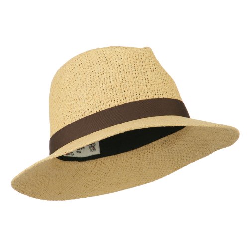 Panama Hat With Color Band - Brown OSFM