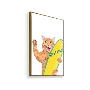 Framed Canvas Wall Art for Living Room, Bedroom Humorous Cat Canvas Prints for Home Decoration Ready to Hanging - 16x24 inches