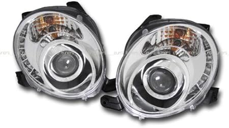 Amazon フィアット500 Led付プロジェクターヘッドライト クローム Ledバルブ 車 バイク