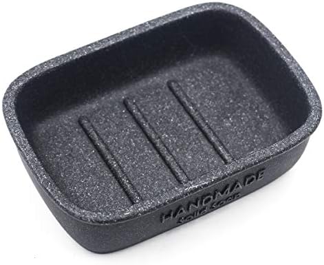 Qulable Resin Soap Case Holder, Shower Soap Dish Saver Box for Bathroom Kitchen Sink, Sandstone Appearance, Easy Clean, Anti-Mould, Higher Version (Black)