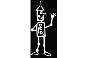 STICKERLOVE Tinman Wizard Oz Family Stick Figure Vinyl Decal Sticker Car Truck Window Wall Art- (6 inch) / (15.3 cm) Tall WHITE Color