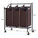 SONGMICS 3-Bag Rolling Laundry Sorter Cart Heavy-Duty Sorting Hamper with Removable Bags & Brake Casters Brown URLS70Z
