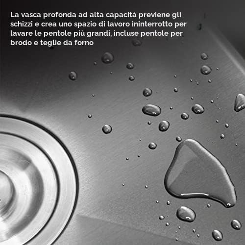 Mini Round Stainless Steel Sink with Drain Connector for Small Kitchens Diameter 30 cm
