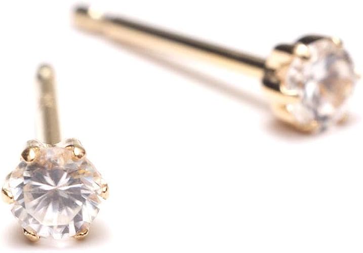 Amazon Co Jp Amazon限定ブランド A Un Jewelry Gift セカンドピアス ホワイト ジルコン 18金 3mm 軸太 12ｍｍ 華奢 シンプル スタッドピアス つけっぱなし レディース K18yg ダブルシリコンキャッチ 日本製 Zircon ジュエリー