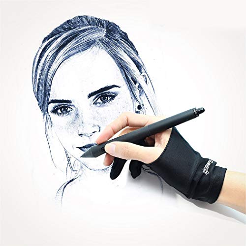 Digital Artist Glove for Graphic Drawing Tablet, Two Finger Sketch Gloves, Man and Woman, Set of 2