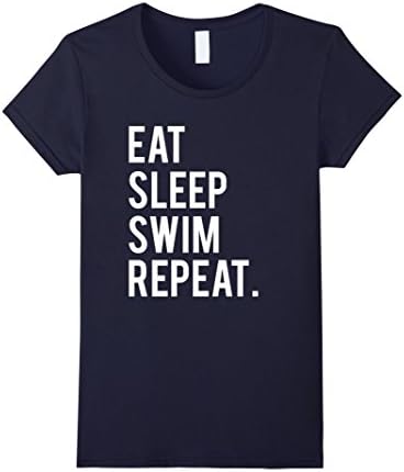 Women's Eat Sleep Swim Repeat Swimming Swim Team T-Shirt Large Navy