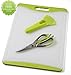 Chef Made Easy Extra Large Plastic Cutting Board with Drip Groove Includes Free Bonus multi-function scissors with magnetic case - Non-slip and Stain-resistant (Green)