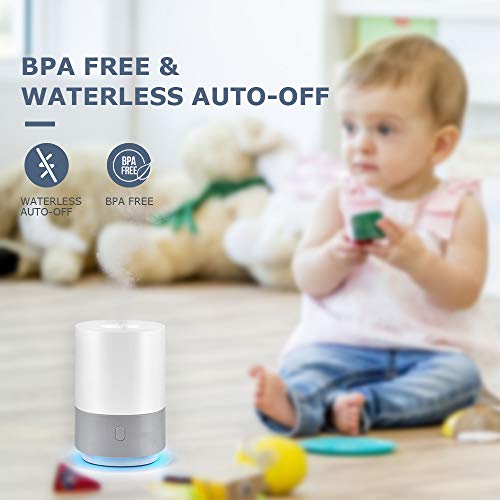 Essential Oil Diffuser Humidifier 100ML, Small Cool Mist Humidifier, USB Powered Essential Oils Diffuser with 7-Color Mood Lights, Mini Air Humidifier Vaporizer with Auto Shut Off Function, Gift Idea