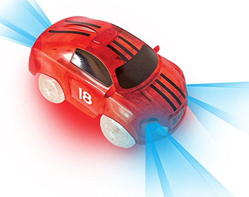 Mindscope Twister Tracks Trax 360 Loop 13' (feet) of Neon Glow in the Dark Track with One Light-Up (Pulse LED) Vehicles Sports Car Series