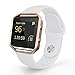 UMTELE Soft Silicone Replacement Strap with Rose Gold Frame for Fitbit Blaze Smart Fitness Watch, Small, White