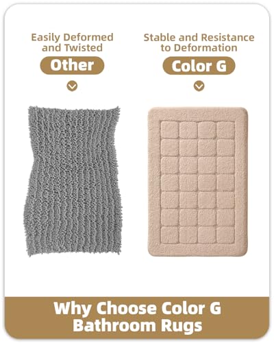 Color&Geometry Beige Bathroom Rugs Non Slip Washable 44x76 cm, Luxury Absorbent Bath Mats for Bathroom Floor, Sink, Bathtub, Thick Soft Shower Mat Outside Shower